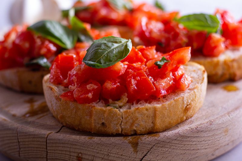 bruschetta starter at pizzaluce restaurant