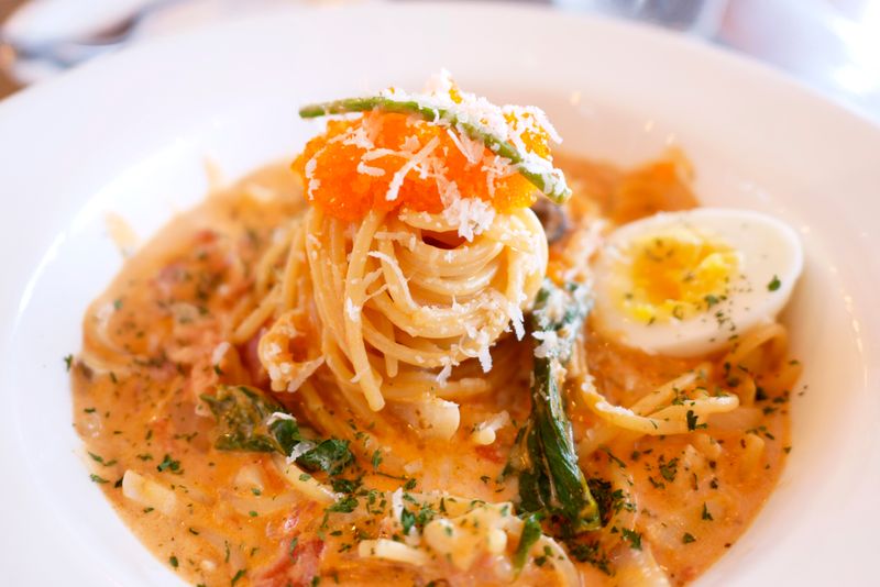 pasta carbonara dish at pizza luce
